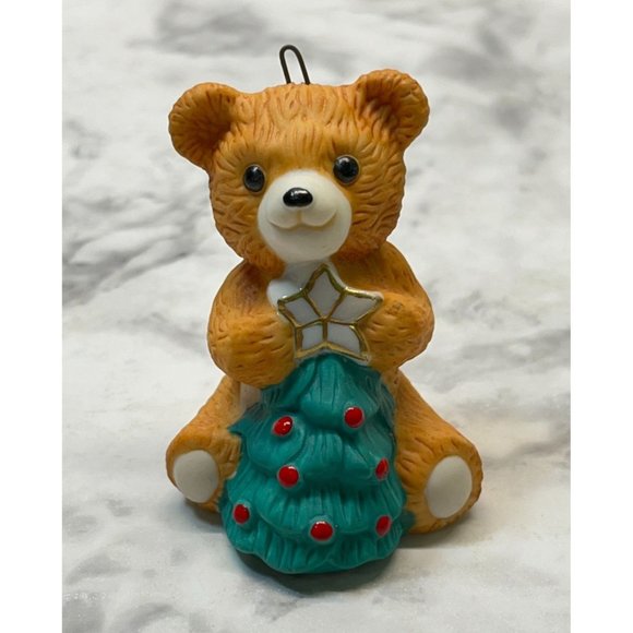 Vintage Cinnamon Bear Christmas Tree Ornament Hallmark 1990 Holding Tree #8 - Picture 7 of 7